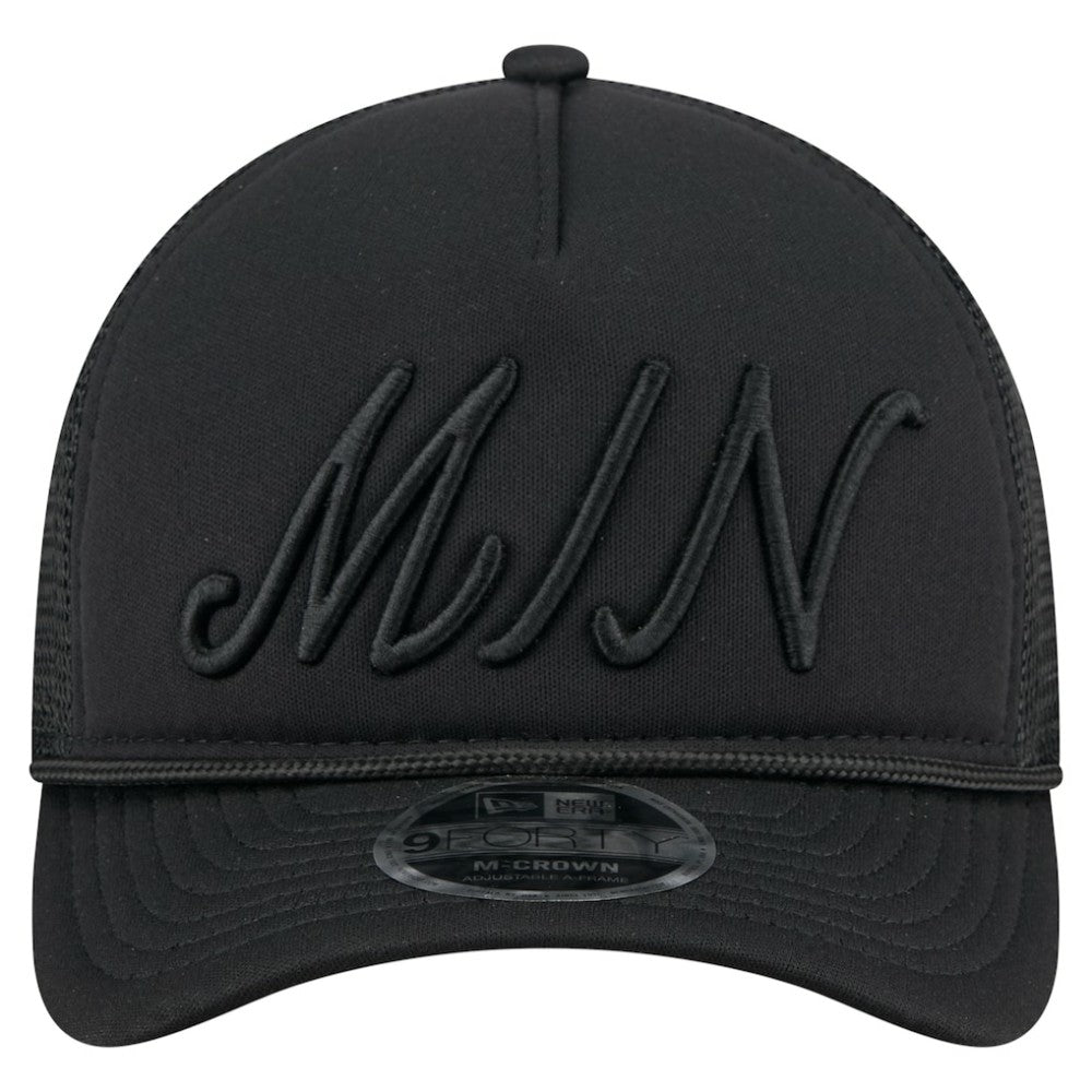 Minnesota Twins City Initial 9FORTY A-Frame M-Crown Adjustable Trucker Hat - Black | New Era