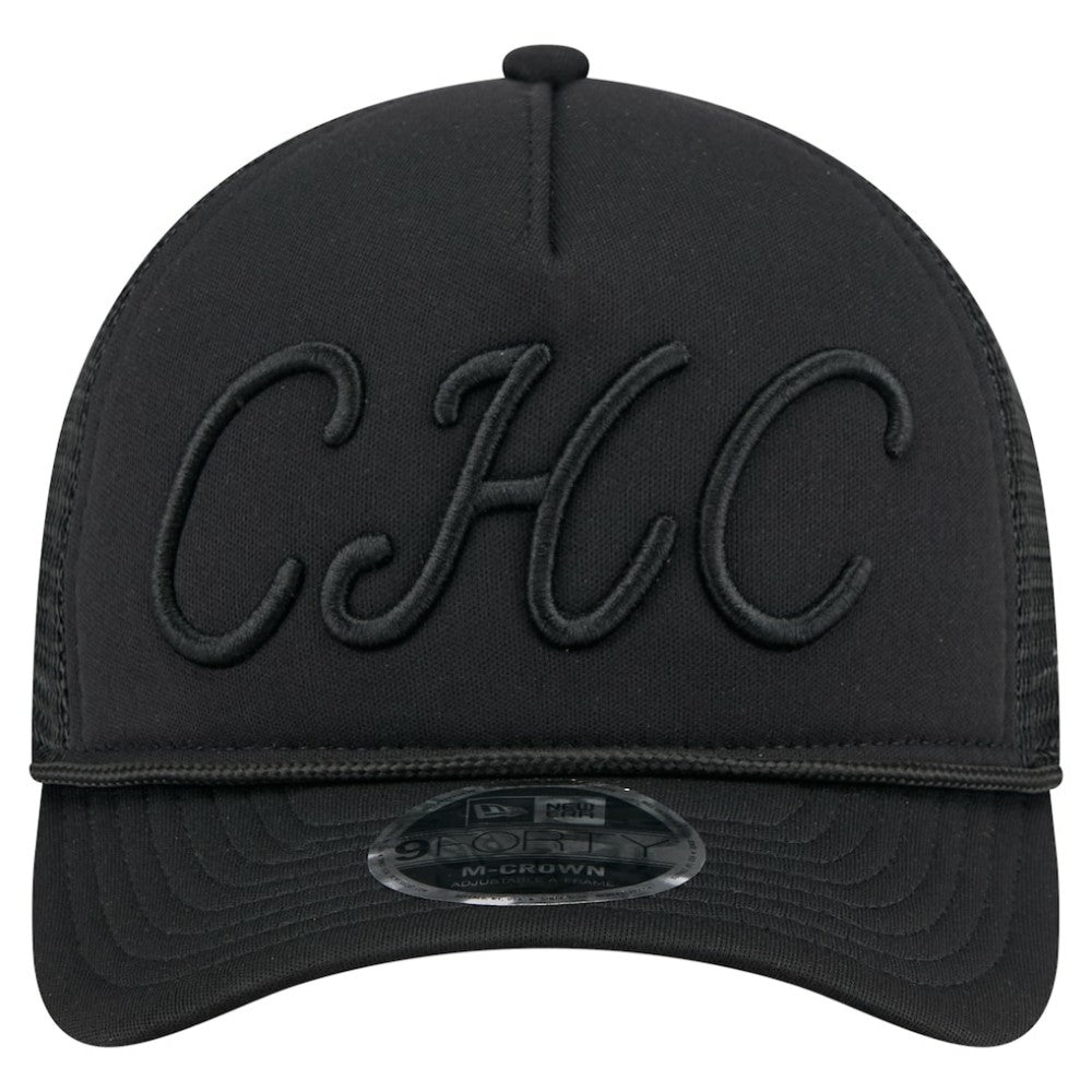Chicago Cubs City Initial 9FORTY A-Frame M-Crown Adjustable Trucker Hat - Black | New Era