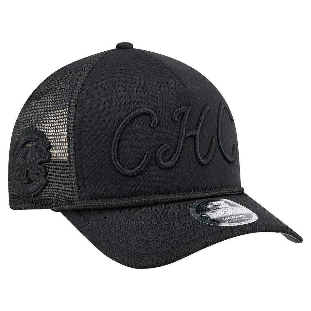 Chicago Cubs City Initial 9FORTY A-Frame M-Crown Adjustable Trucker Hat - Black | New Era