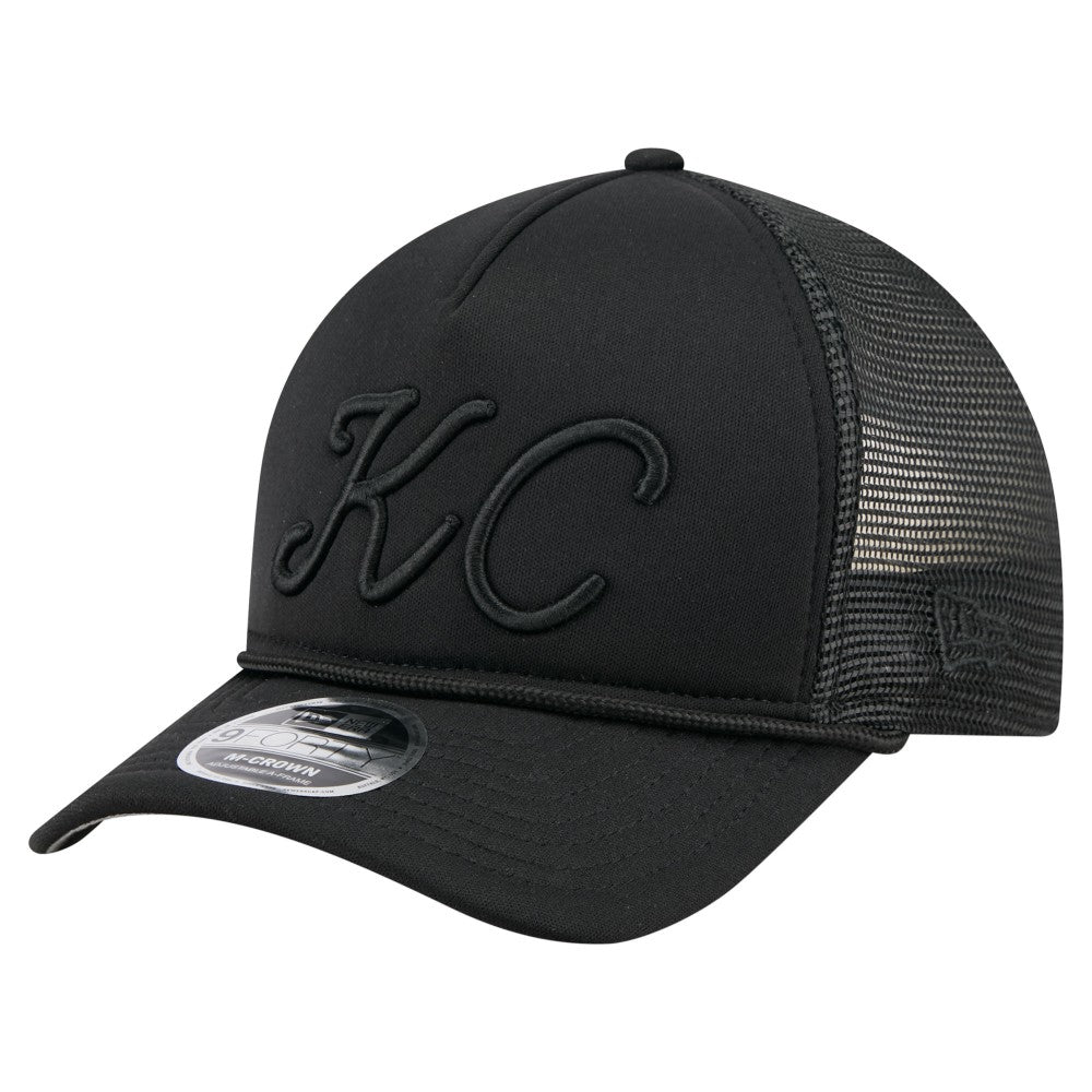 Kansas City Royals City Initial 9FORTY A-Frame M-Crown Adjustable Trucker Hat - Black | New Era