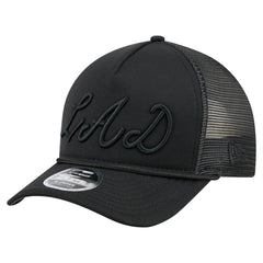 Los Angeles Dodgers City Initial 9FORTY A-Frame M-Crown Adjustable Trucker Hat - Black | New Era