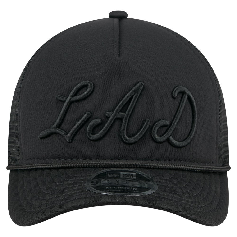 Los Angeles Dodgers City Initial 9FORTY A-Frame M-Crown Adjustable Trucker Hat - Black | New Era