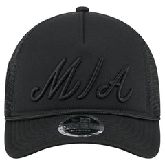 Miami Marlins City Initial 9FORTY A-Frame M-Crown Adjustable Trucker Hat - Black | New Era