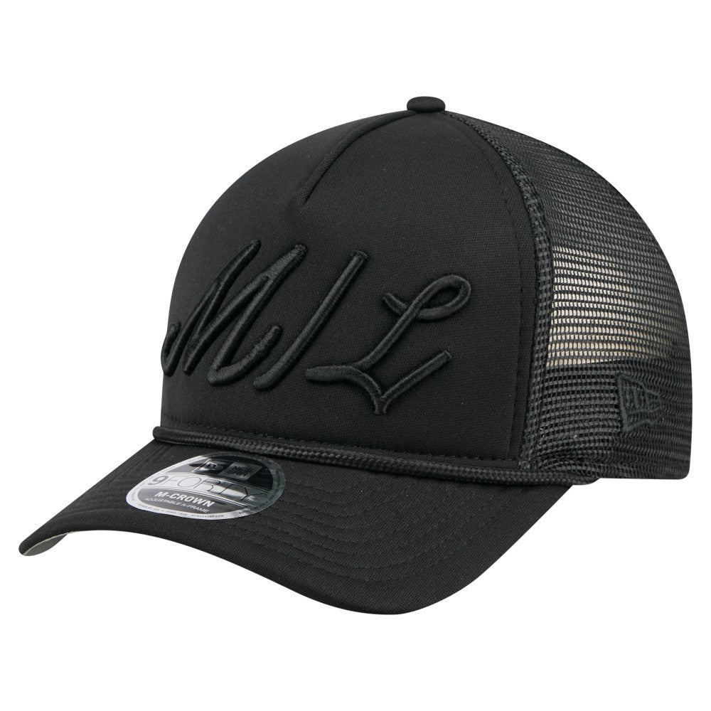 Milwaukee Brewers City Initial 9FORTY A-Frame M-Crown Adjustable Trucker Hat - Black | New Era
