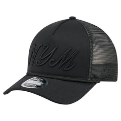 New York Mets City Initial 9FORTY A-Frame M-Crown Adjustable Trucker Hat - Black | New Era