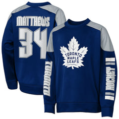 Auston Matthews Toronto Maple Leafs Outerstuff Youth Best Defense Name & Number Crewneck Sweatshirt Blue