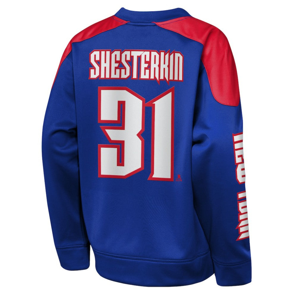 Igor Shesterkin New York Rangers Outerstuff Youth Best Defense Name & Number Crewneck Sweatshirt Blue