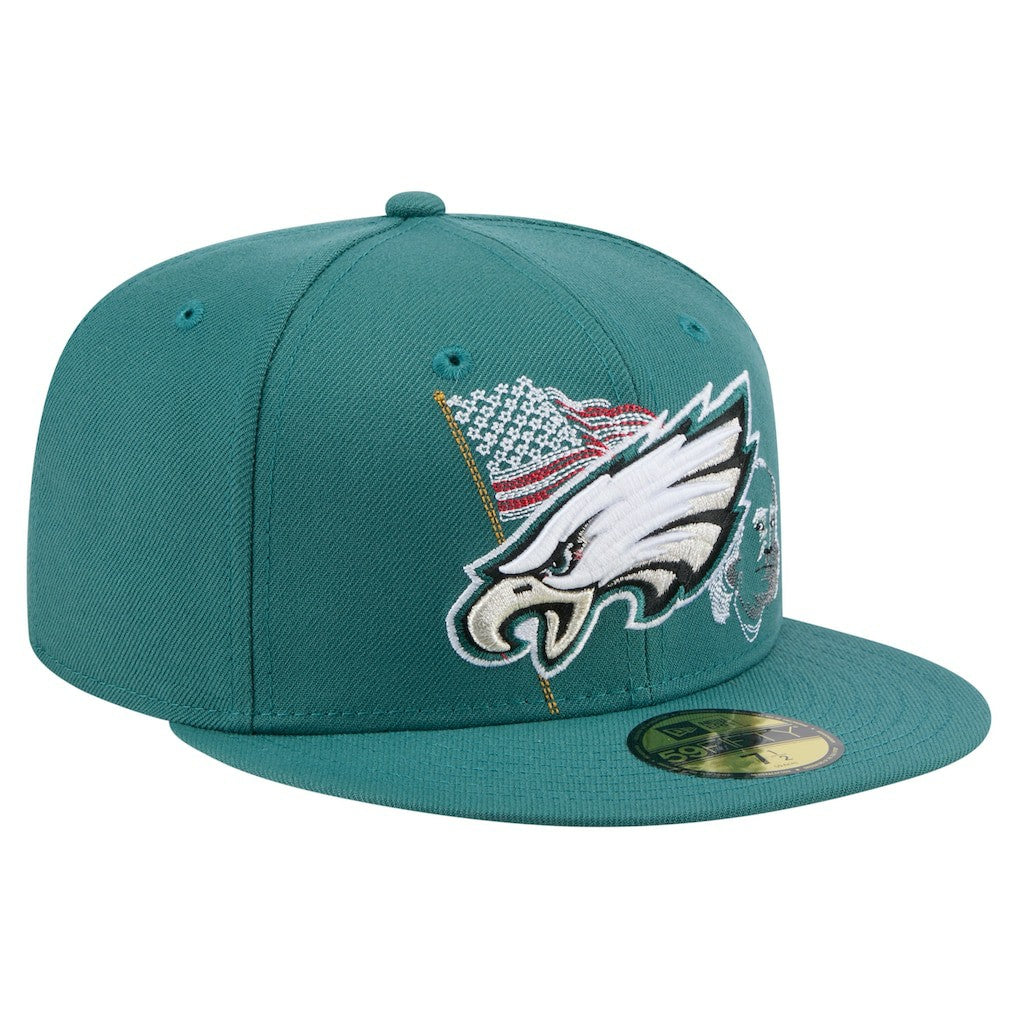 Philadelphia Eagles New Era State Stitch 59FIFTY Fitted Hat - Midnight Green on sale