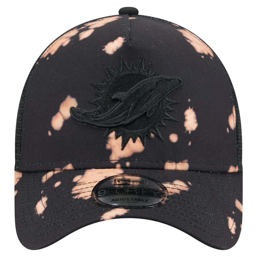 Miami Dolphins New Era Bleached 9FORTY A-Frame Adjustable Hat - Black discount