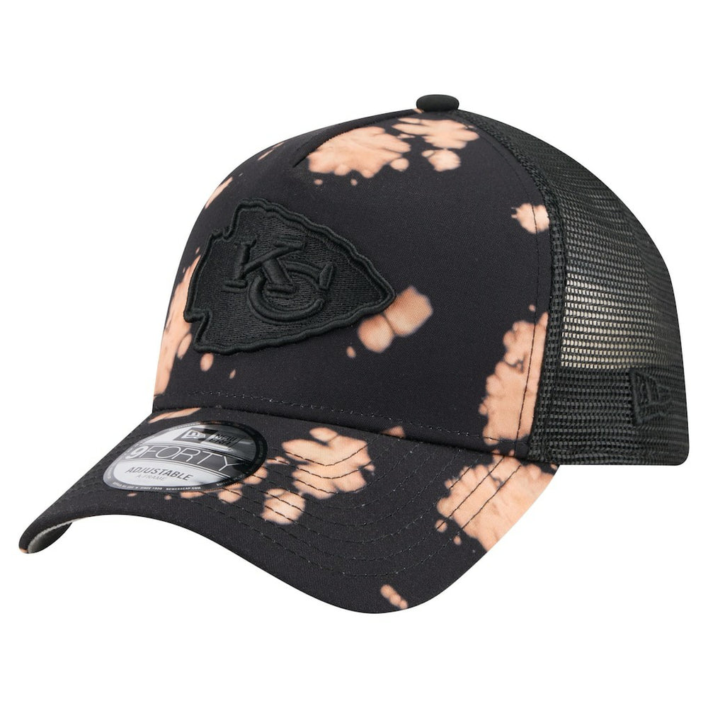 Kansas City Chiefs New Era Bleached 9FORTY A-Frame Adjustable Hat - Black outlet