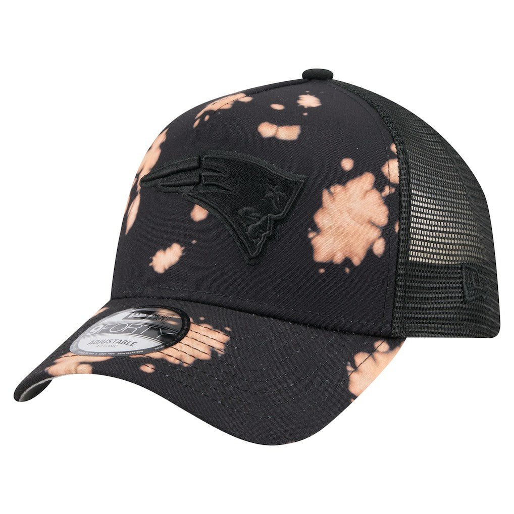 New England Patriots New Era Bleached 9FORTY A-Frame Adjustable Hat - Black discount