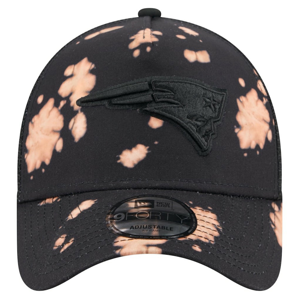 New England Patriots New Era Bleached 9FORTY A-Frame Adjustable Hat - Black discount