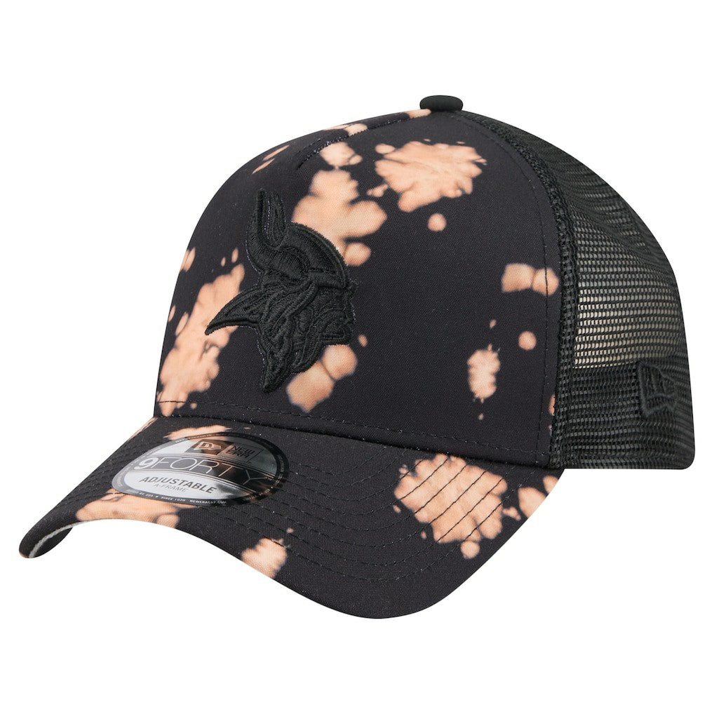 Minnesota Vikings New Era Bleached A-Frame 9FORTY Trucker Adjustable Hat - Black discount