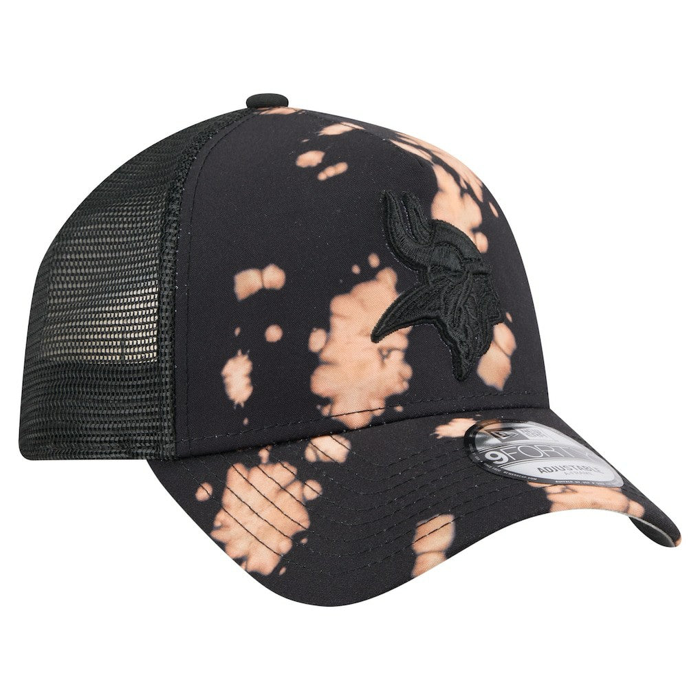Minnesota Vikings New Era Bleached A-Frame 9FORTY Trucker Adjustable Hat - Black discount