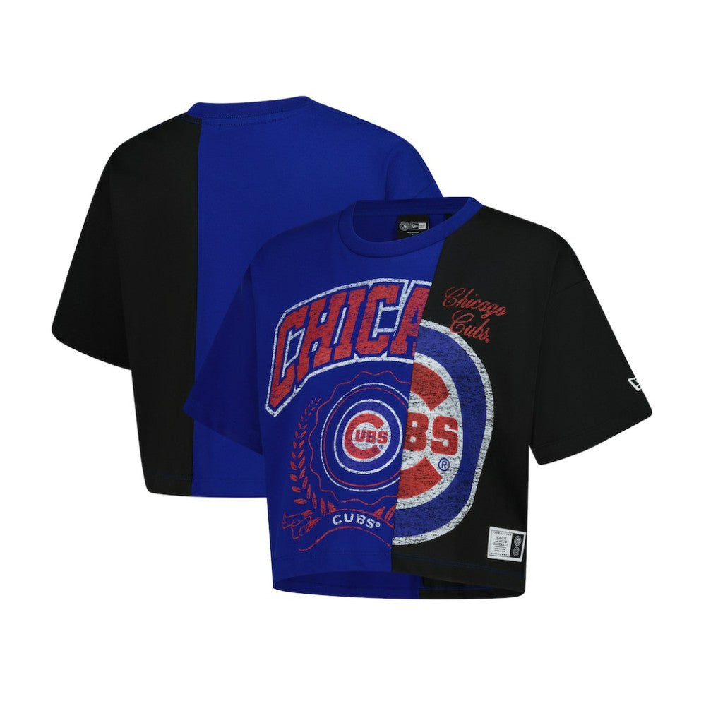 Chicago Cubs Women's Upcycled Colorblocked Boxy Cropped T-Shirt - Royal | New Era