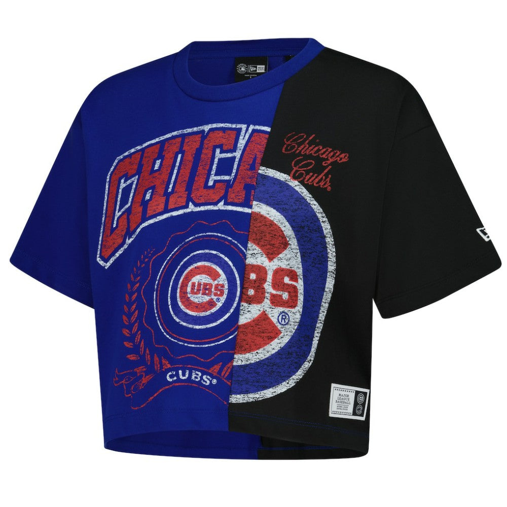 Chicago Cubs Women's Upcycled Colorblocked Boxy Cropped T-Shirt - Royal | New Era