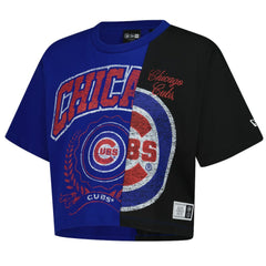 Chicago Cubs Women's Upcycled Colorblocked Boxy Cropped T-Shirt - Royal | New Era