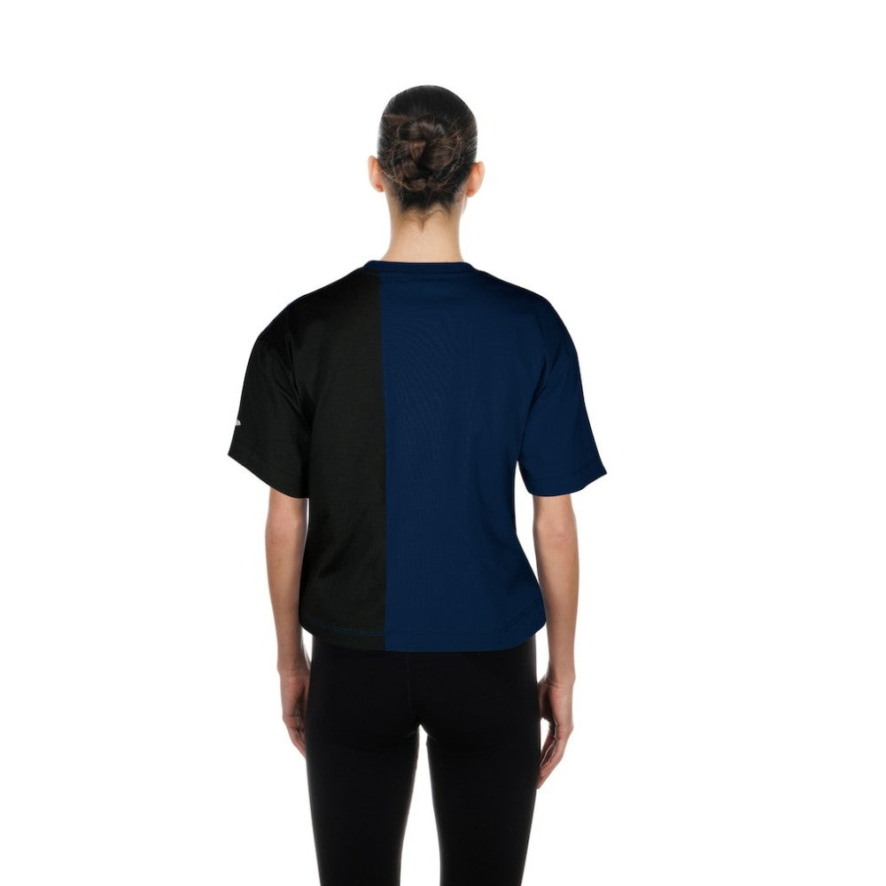 Houston Astros Women's Upcycled Colorblocked Boxy Cropped T-Shirt - Navy | New Era