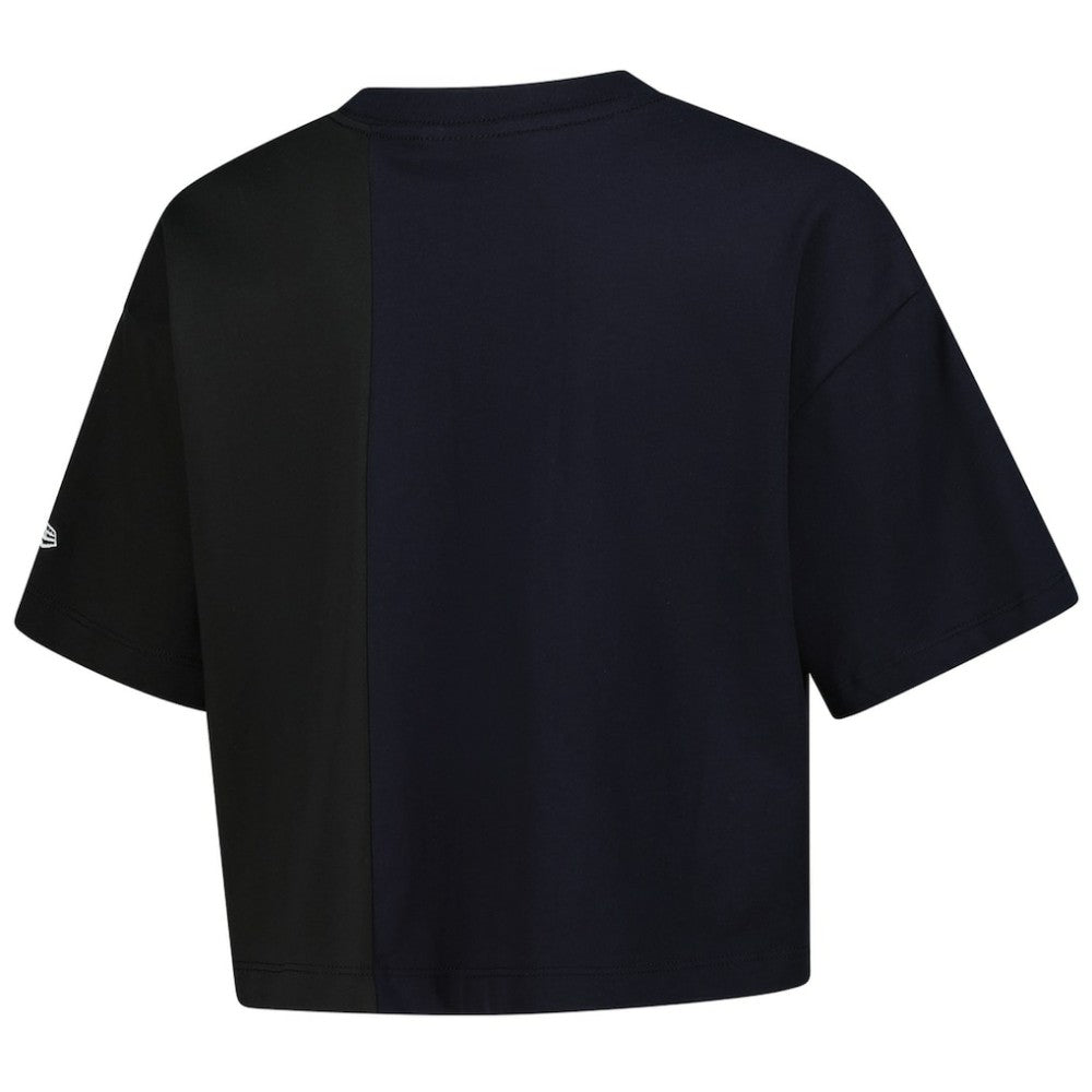Atlanta Braves Women's Upcycled Colorblocked Boxy Cropped T-Shirt - Navy | New Era