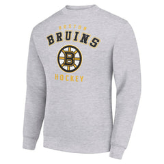 Boston Bruins Men's Starter Team Logo Fleece Pullover Sweatshirt Heather Gray