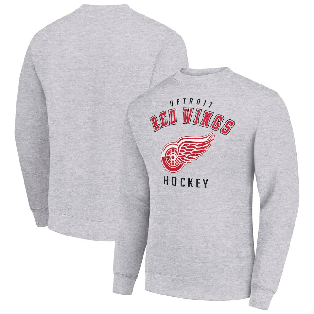 Detroit Red Wings Men's Starter Team Logo Fleece Pullover Sweatshirt Heather Gray