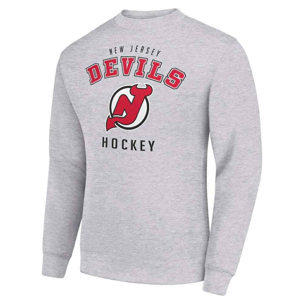 New Jersey Devils Men's Starter Team Logo Fleece Pullover Sweatshirt Heather Gray