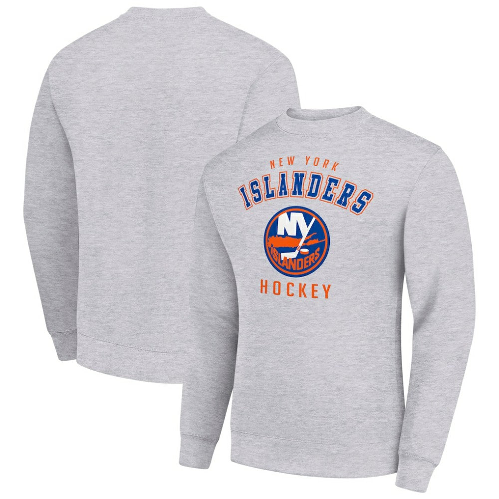 New York Islanders Men's Starter Team Logo Fleece Pullover Sweatshirt Heather Gray