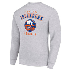 New York Islanders Men's Starter Team Logo Fleece Pullover Sweatshirt Heather Gray