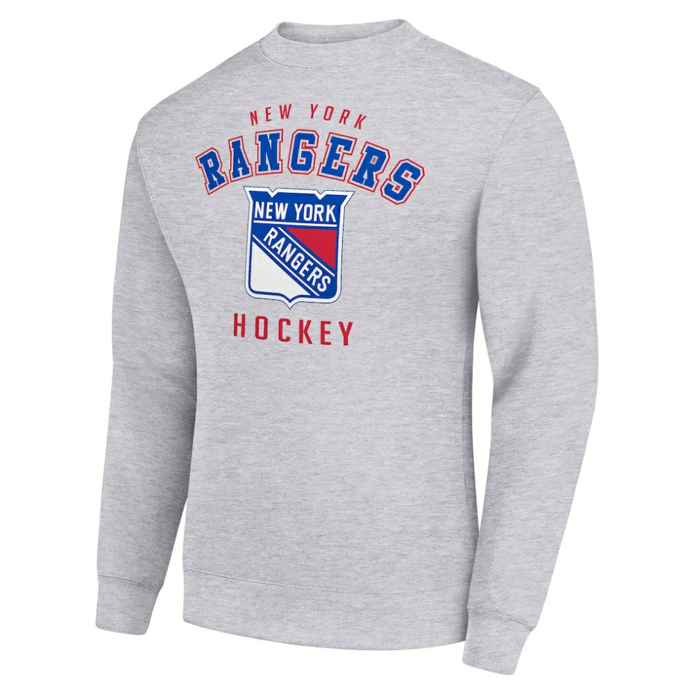 New York Rangers Men's Starter Team Logo Fleece Pullover Sweatshirt Heather Gray