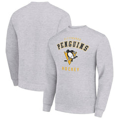 Pittsburgh Penguins Men's Starter Team Logo Fleece Pullover Sweatshirt Heather Gray