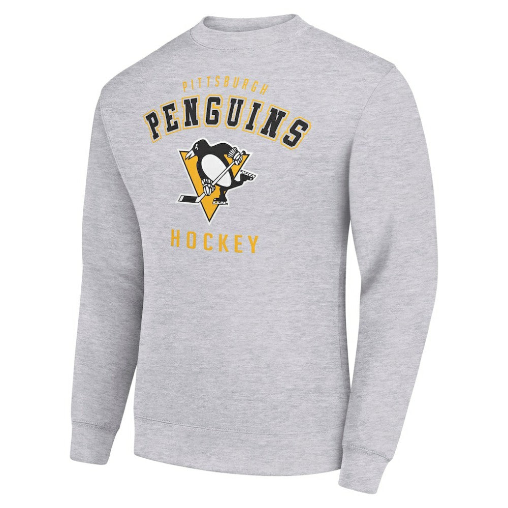 Pittsburgh Penguins Men's Starter Team Logo Fleece Pullover Sweatshirt Heather Gray