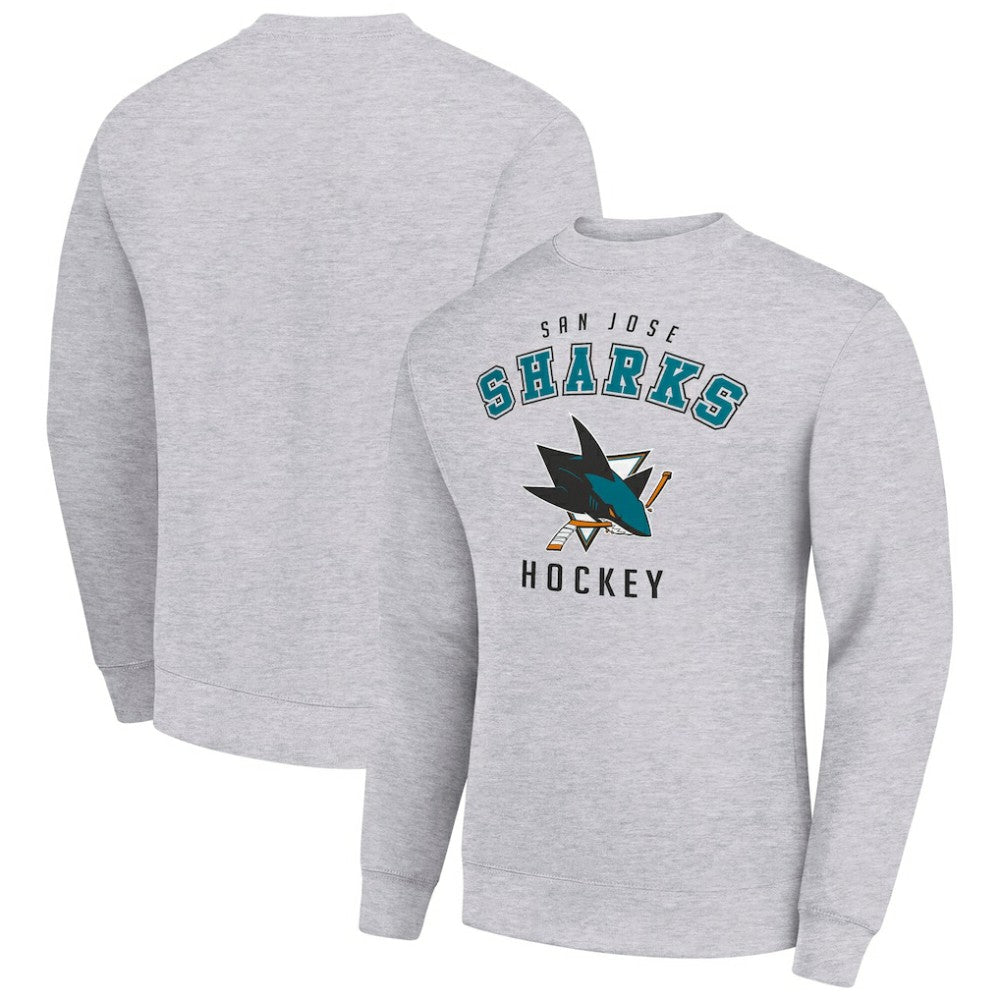 San Jose Sharks Men's Starter Team Logo Fleece Pullover Sweatshirt Heather Gray