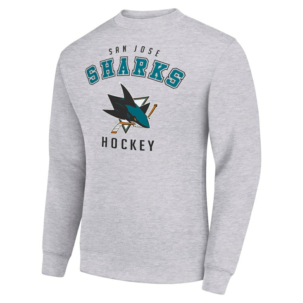 San Jose Sharks Men's Starter Team Logo Fleece Pullover Sweatshirt Heather Gray