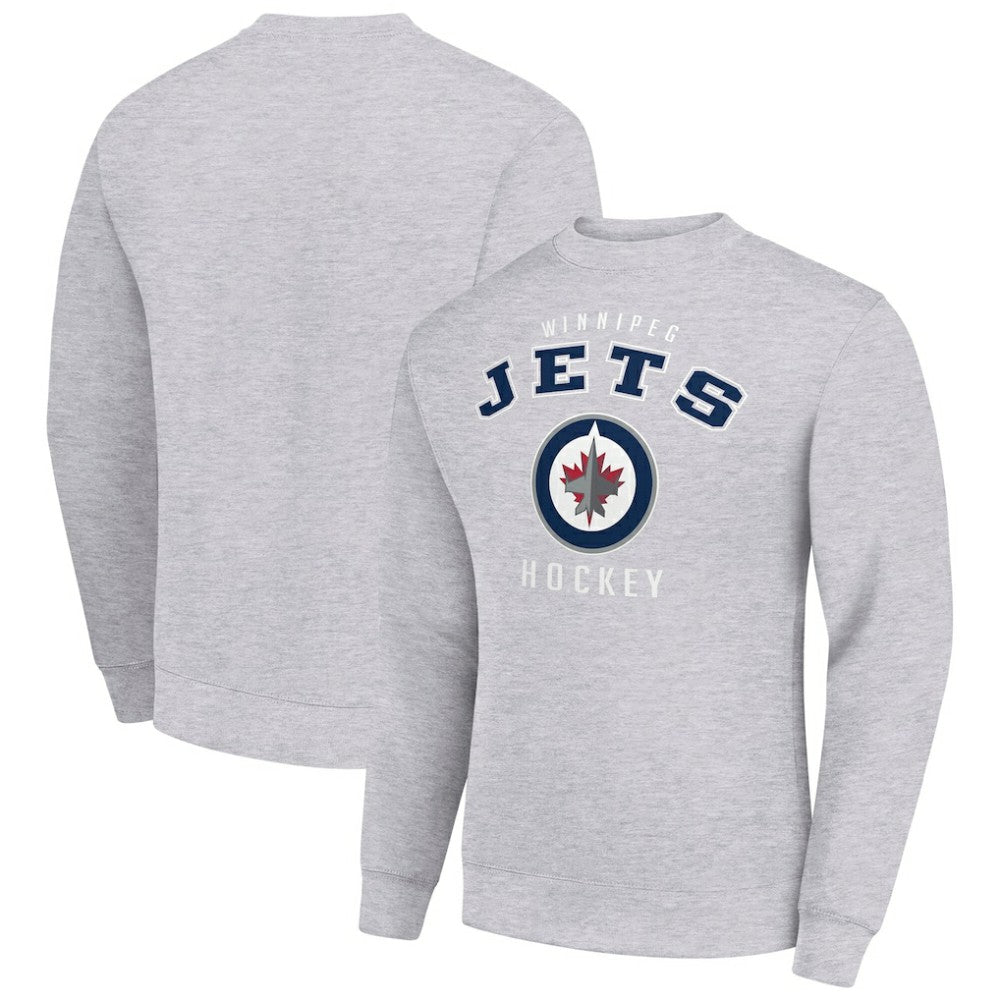 Winnipeg Jets Men's Starter Team Logo Fleece Pullover Sweatshirt Heather Gray