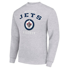 Winnipeg Jets Men's Starter Team Logo Fleece Pullover Sweatshirt Heather Gray