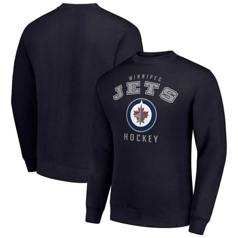 Winnipeg Jets Men's Starter Team Logo Fleece Pullover Sweatshirt Navy