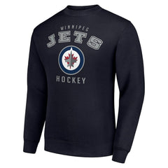 Winnipeg Jets Men's Starter Team Logo Fleece Pullover Sweatshirt Navy