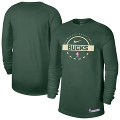 Milwaukee Bucks 2025/26 On-Court Flare Dri-FIT Practice Long Sleeve Tri-Blend T-Shirt - Hunter Green | Nike on sale