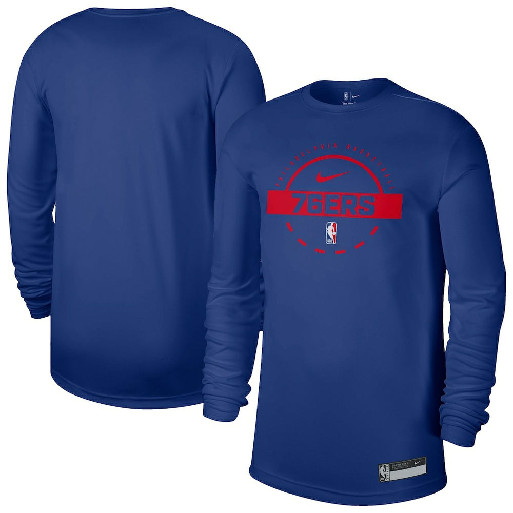 Philadelphia 76ers 2025/26 On-Court Flare Dri-FIT Practice Long Sleeve Tri-Blend T-Shirt - Royal | Nike sale