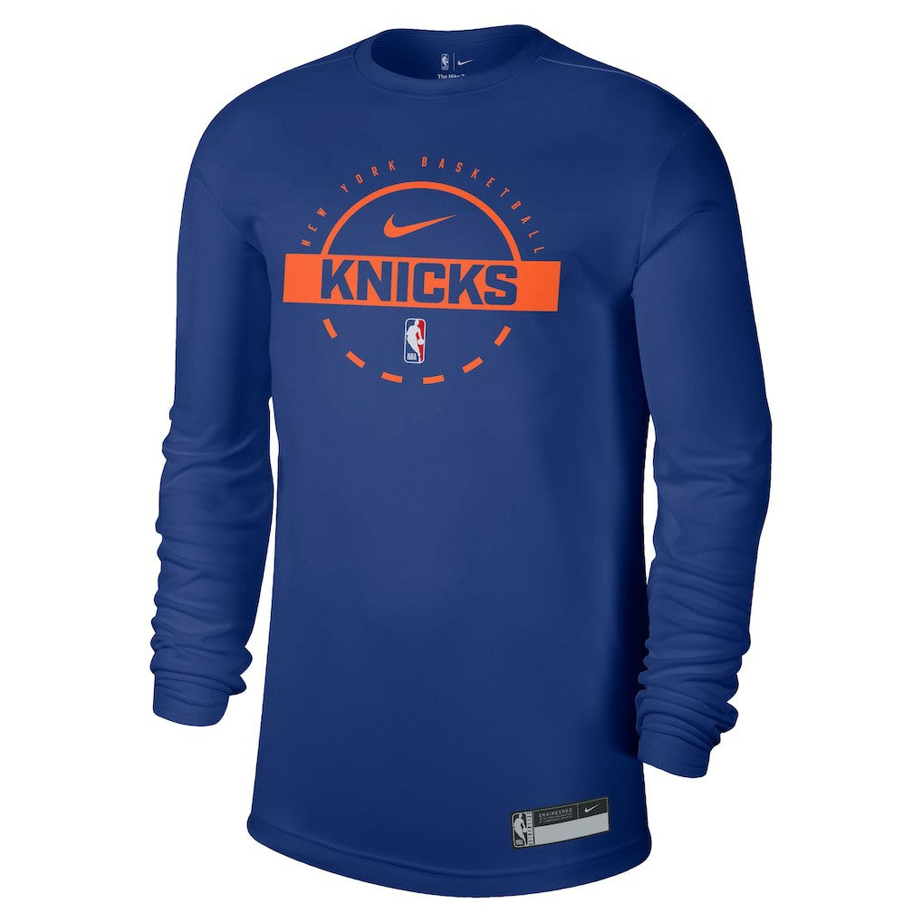 New York Knicks 2025/26 On-Court Flare Dri-FIT Practice Long Sleeve Tri-Blend T-Shirt - Blue | Nike cheap