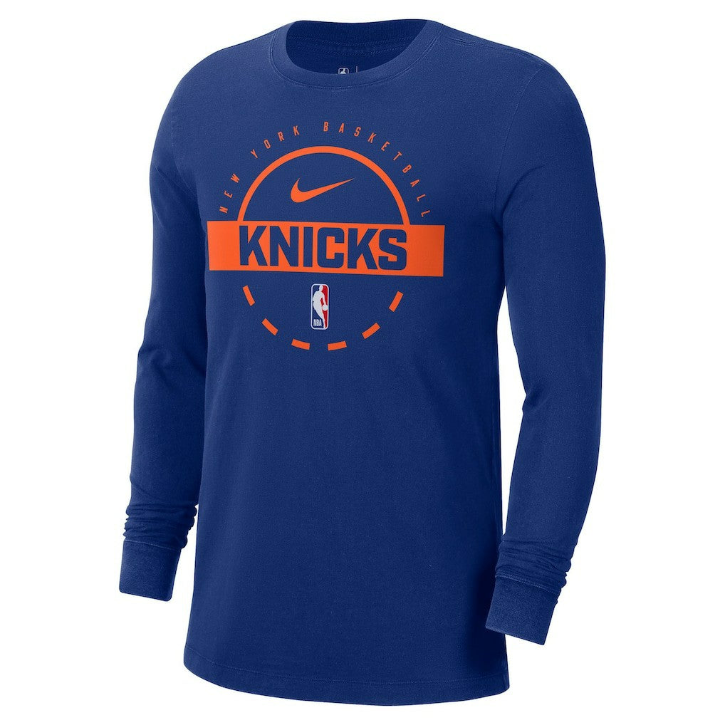 New York Knicks Authentic Long Sleeve Practice T-Shirt - Blue | Nike discount