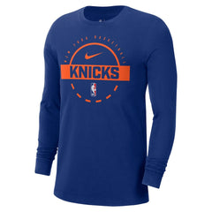 New York Knicks Authentic Long Sleeve Practice T-Shirt - Blue | Nike discount