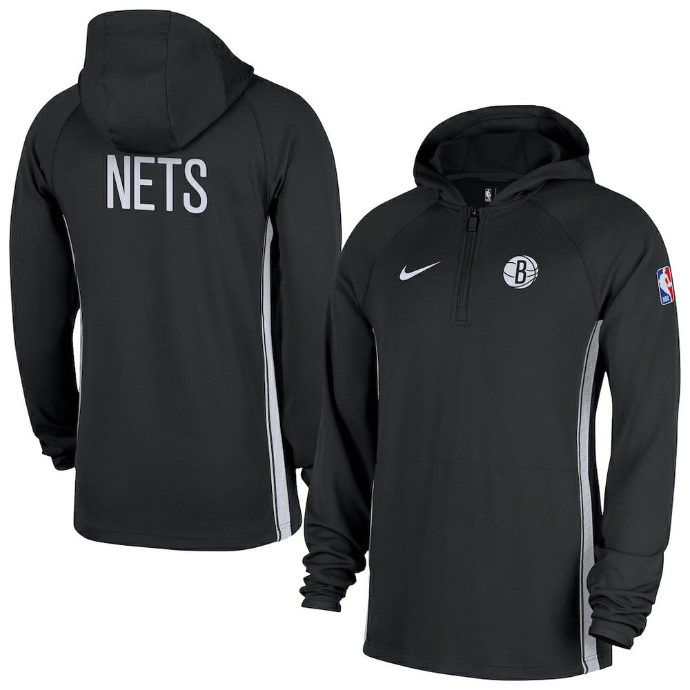 Brooklyn Nets Authentic On Court Zone Quarter-Zip Dri-FIT Hoodie Jacket - Black | Nike shop