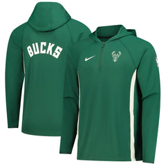 Milwaukee Bucks Authentic On Court Zone Quarter-Zip Dri-FIT Hoodie Jacket - Hunter Green | Nike for sale