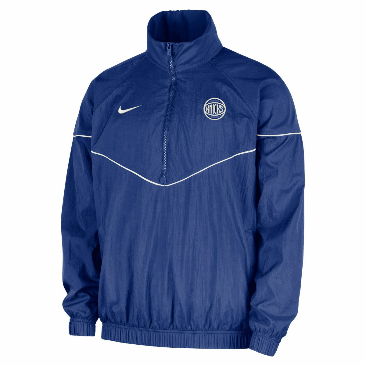 New York Knicks Courtside Windrunner Woven Half-Zip Hooded Jacket - Blue | Nike for sale