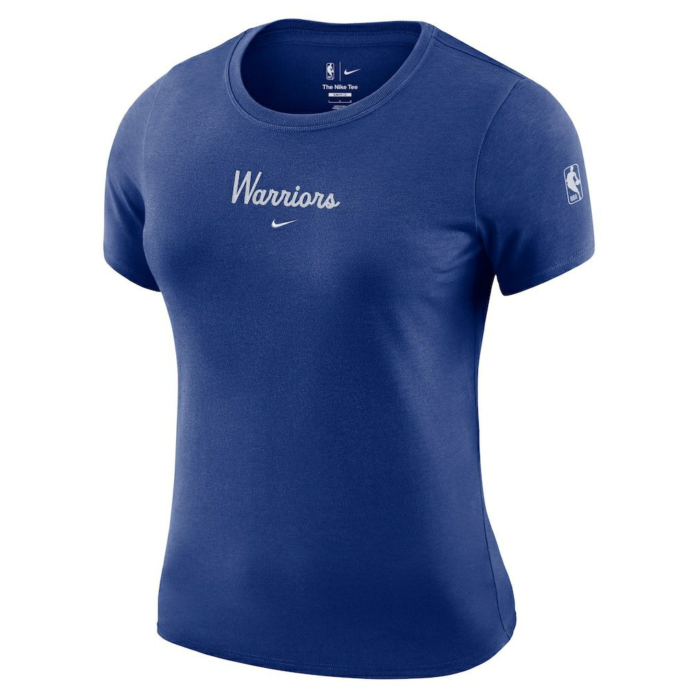 Golden State Warriors Women's Courtside Modest Cropped Tri-Blend T-Shirt sale - Royal | Nike for sale
