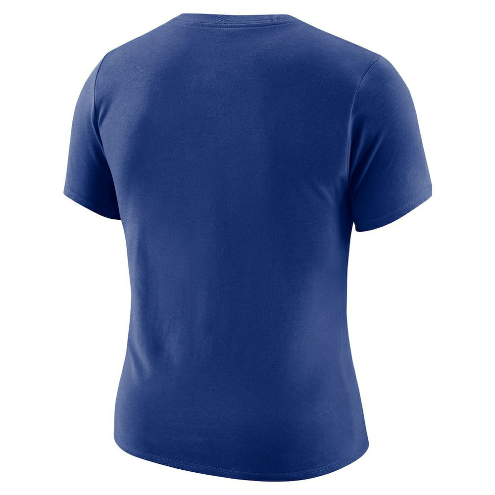 Golden State Warriors Women's Courtside Modest Cropped Tri-Blend T-Shirt sale - Royal | Nike for sale