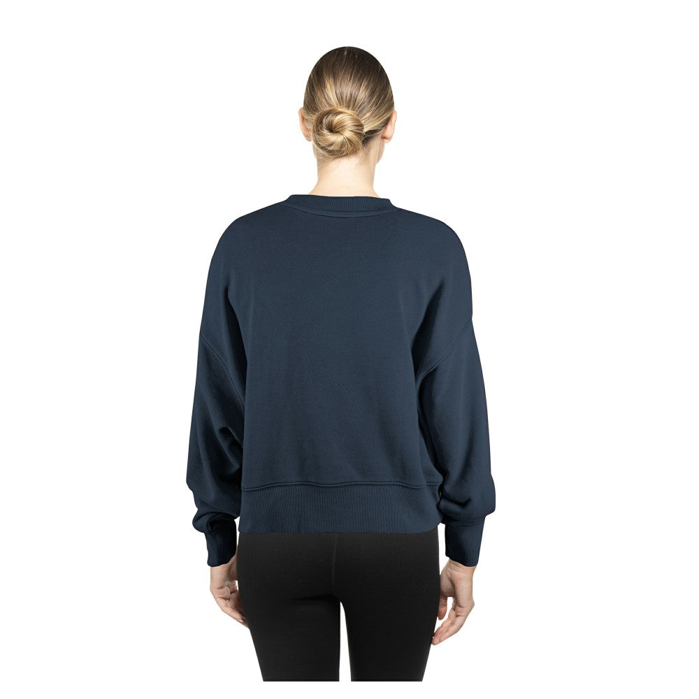Cleveland Guardians Women's Boxy Mineral Wash Dolmen Sleeve Cropped Sweatshirt - Navy | New Era