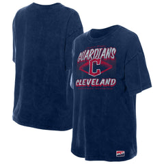 Cleveland Guardians Women's Mineral Wash Oversized T-Shirt - Navy | New Era
