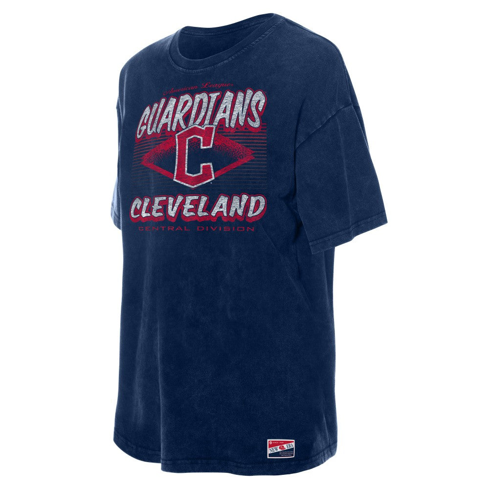 Cleveland Guardians Women's Mineral Wash Oversized T-Shirt - Navy | New Era